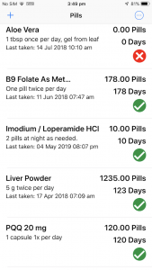 Pills list - the main screen for PillMinder