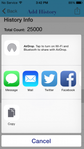 WordOne iOS app - social media sharing screen
