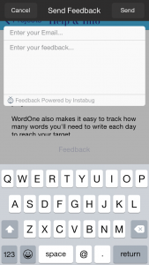 WordOne iOS app - feedback screen